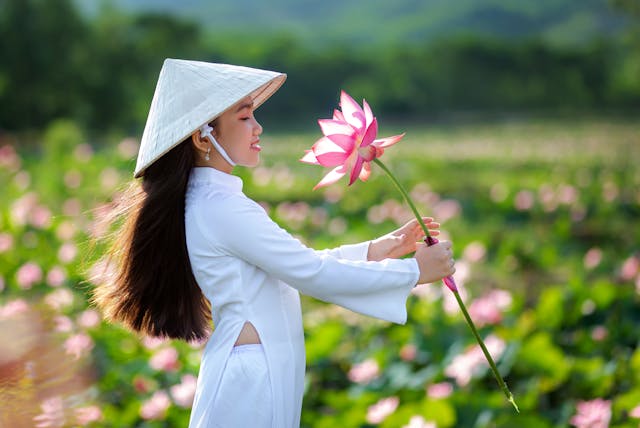 Vietnamese Woman with Flower